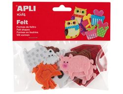 Figura de fieltro apli con forma de animales bolsa de 18 unidades