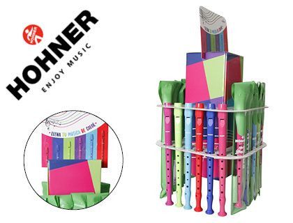 Flauta hohner gama colores expositor sobremesa de 36 unidades surtidas 6 por color 140x140x400 mm