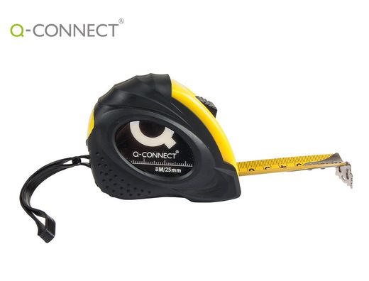 Flexometro q-connect de 8 mt con freno material antichoque 25 mm de ancho
