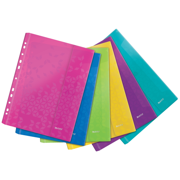 Funda con solapa WOW . PP. Multitaladro. Copysafe. DIN A4. 11 taladros, colores surtidos