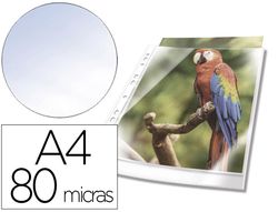 Funda multitaladro durable premium din a4 polipropileno 80 mc cristal con borde color blanco bolsa de 10 unidades