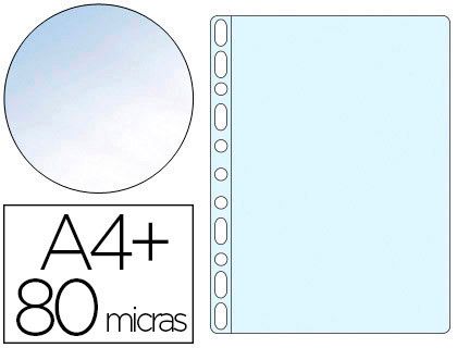 Funda Multitaladro Q-Connect A4+ 80 Mc Cristal Bolsa de 10 Unidades