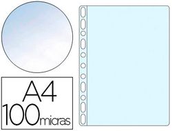 Funda Multitaladro Q-Connect Din A4 100 Mc Cristal Bolsa de 10 Unidades