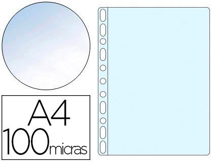 Funda Multitaladro Q-Connect Din A4 100 Mc Cristal Bolsa de 10 Unidades