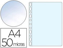 Funda Multitaladro Q-Connect Din A4 50 Mc Cristal Bolsa de 10 Unidades