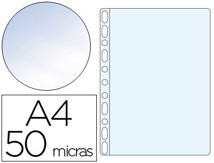 Funda Multitaladro Q-Connect Din A4 50 Mc Cristal Caja de 100 Unidades