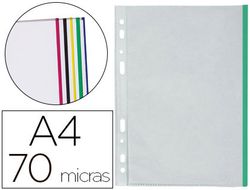 Funda Multitaladro Q-Connect Din A4 70 Mc Cristal con Borde Colores Surtidos Bolsa de 25