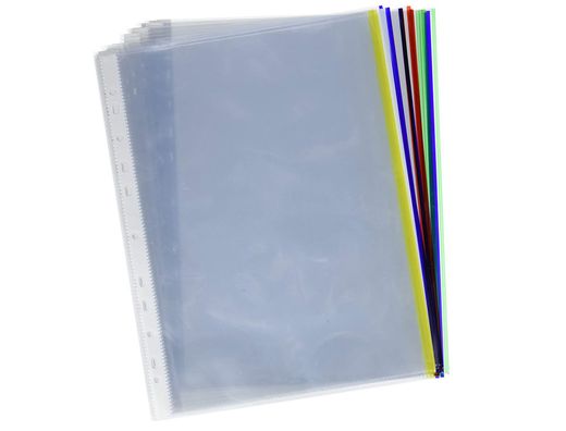 Funda Multitaladro Q-Connect Din A4 70 Mc Cristal con Borde Colores Surtidos Bolsa de 25