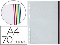 Funda multitaladro q-connect din a4 70 mc pp cristal con borde negro bolsa de 10 uds