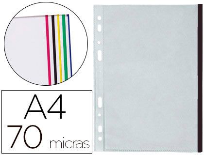 Funda multitaladro q-connect din a4 70 mc pp cristal con borde negro bolsa de 10 uds