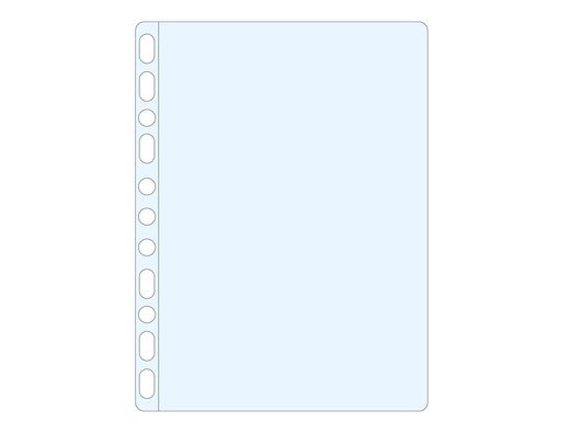 Funda multitaladro q-connect din a4 80 mc cristal caja de 100 unidades