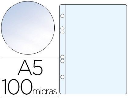 Funda Multitaladro Q-Connect Din A5 100 Mc Cristal 6 Taladros Bolsa de 10