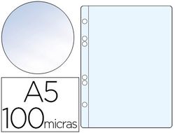 Funda Multitaladro Q-Connect Din A5 100 Mc Cristal 6 Taladros