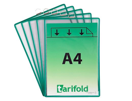 Funda para colgar tarifold din A4 pvc con anilla marco verde pack de 5 unidades