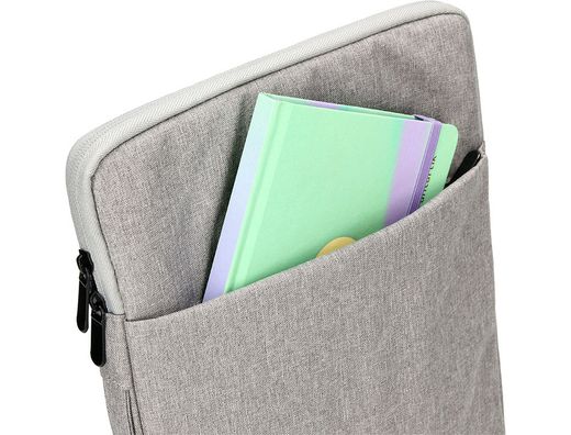 Funda para portatil q-connect 15,6\" con asa 1 bolsillo exterior con cremallera color gris 350x250x25 mm"