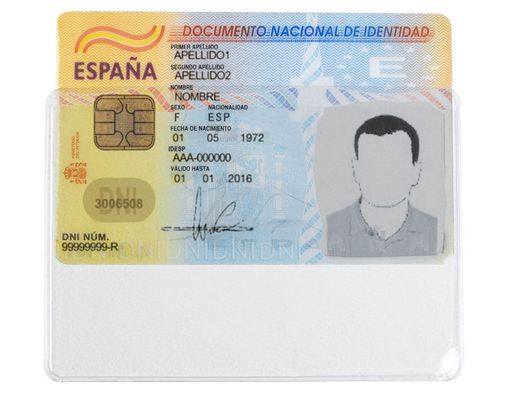 Funda portadocumento q-connect dni 130 micras pvc transparente con uÑero 86x54 mm
