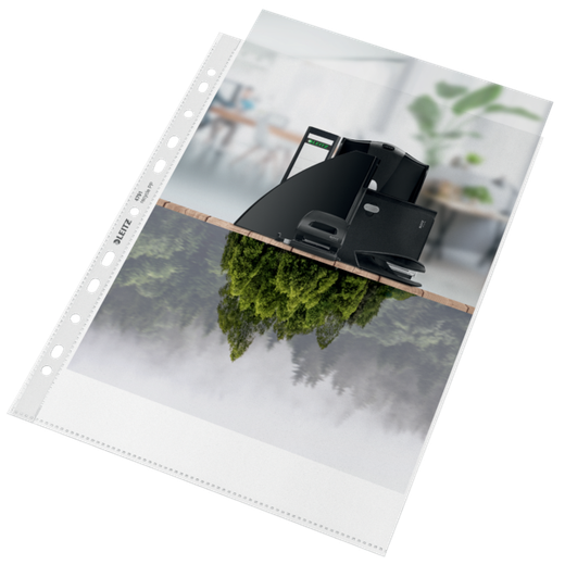 Funda portadocumentos (Bolsa 25). PP "Piel de naranja" con refuerzo. 100 micras. Leitz Recycle. DIN A4. 11 taladros