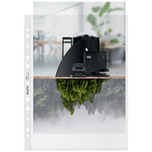 Funda portadocumentos (Bolsa 25). PP "Piel de naranja" con refuerzo. 100 micras. Leitz Recycle. DIN A4 maxi (237x305 mm). 11 taladros