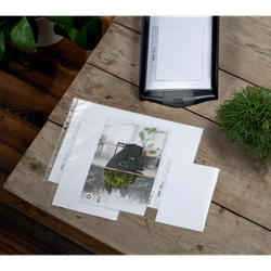 Funda portadocumentos (Bolsa 25). PP "Piel de naranja" con refuerzo. 100 micras. Leitz Recycle. DIN A4 maxi (237x305 mm). 11 taladros