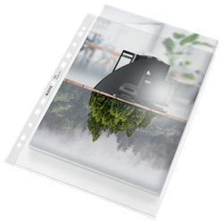 Funda portadocumentos (Bolsa 25). PP "Piel de naranja" con refuerzo. 100 micras. Leitz Recycle. DIN A4 maxi (237x305 mm). 11 taladros