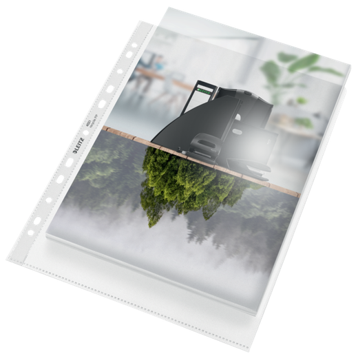 Funda portadocumentos (Bolsa 25). PP "Piel de naranja" con refuerzo. 100 micras. Leitz Recycle. DIN A4 maxi (237x305 mm). 11 taladros