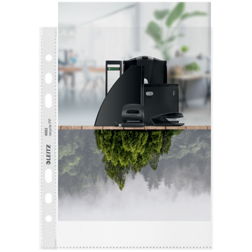 Funda portadocumentos (Bolsa 25). PP "Piel de naranja" con refuerzo. 100 micras. Leitz Recycle. DIN A5. 6 taladros