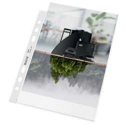 Funda portadocumentos (Bolsa 25). PP "Piel de naranja" con refuerzo. 100 micras. Leitz Recycle. DIN A5. 6 taladros