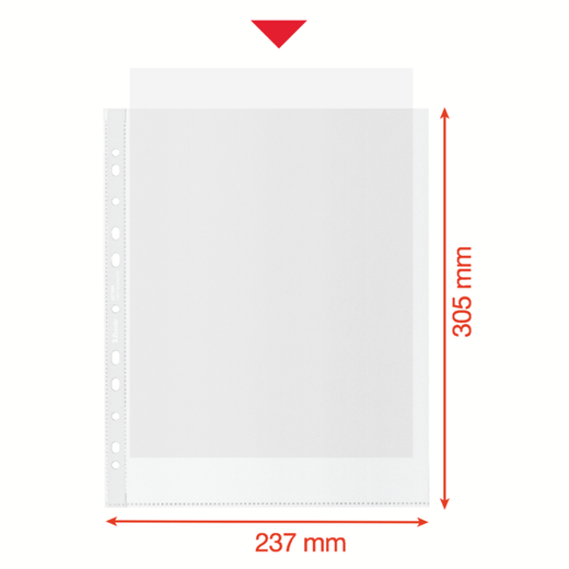 Funda portadocumentos (Caja 100). PP "Piel de naranja" con refuerzo. 70 micras. Esselte Reciclada. DIN A4 MAXI. 11 taladros