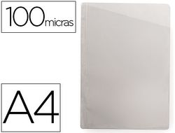 Funda Protectora Q-Connect Corte Oblicuo Transparente Din A4 Sin Taladros Pvc 100 Mc Caja de 100 Unidades