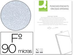 Funda Q-Connect Corte Oblicuo 290X195 mm Cristal 4 Taladros Pvc 90 Mc Caja de 100 Unidades