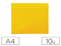 Funda tarifold magnetica din a4 horizontal identificacion palets y estanterias amarillo pack de 10 unidades