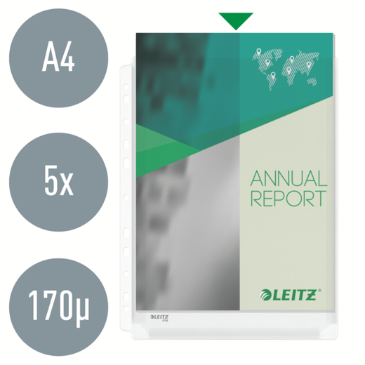 Fundas Leitz A4 PVC con fuelle estándar (5 unidades)