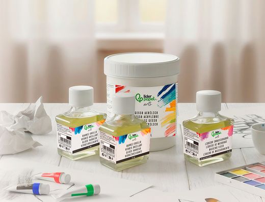 Gesso liderpapel aditivo para acrilico preparador de superficie bote de 1 litro
