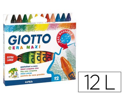 Giotto estuche 12 ceras maxi gigantes de colores vivos 291200