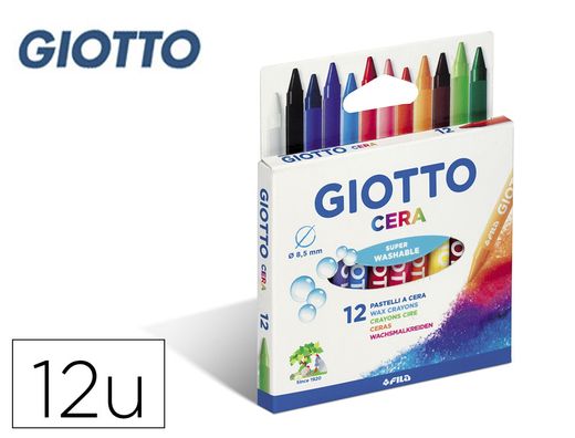 Giotto estuche 12 ceras redondas de colores vivos 281200