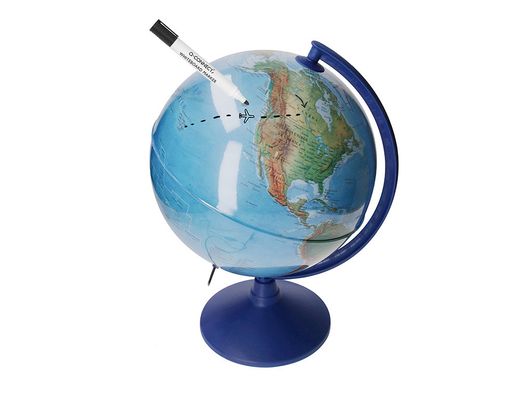 Globo terráqueo físico y político escribible con luz de diámetro 30 cm