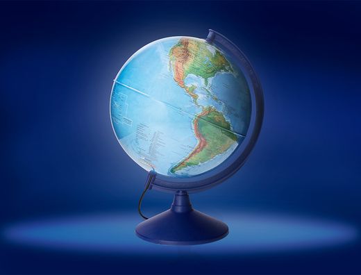 Globo terráqueo físico y político escribible con luz de diámetro 30 cm