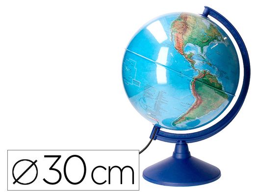 Globo terráqueo físico y político escribible con luz de diámetro 30 cm