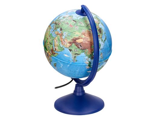 Globo terraqueo liderpapel con luz fisico y politico con animales diametro 20 cm