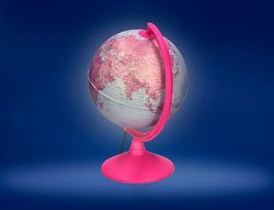 Globo terraqueo liderpapel con luz fisico y politico diametro 20 cm color rosa