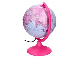 Globo terraqueo liderpapel con luz fisico y politico diametro 20 cm color rosa
