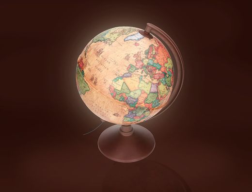 Globo terraqueo liderpapel con luz fisico y politico estilo antiguo diametro 26 cm