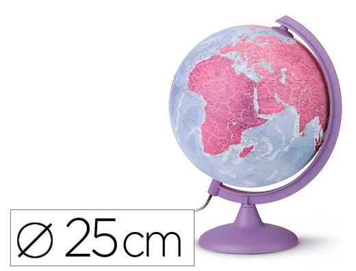 Globo terraqueo nova rico con luz base y meridiano color morado diametro 25 cm