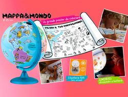 Globo terraqueo nova rico con luz infantil mappa&mondo base y meridiano color azul diametro 25 cm