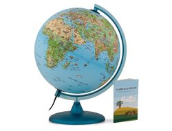 Globo terraqueo nova rico con luz safari base y meridiano color azul diametro 25 cm