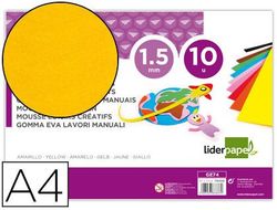 Goma Eva Liderpapel Din A4 60G/M2 Espesor 1,5Mm Amarillo Paquete de 10 Hojas