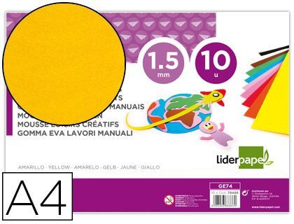 Goma Eva Liderpapel Din A4 60G/M2 Espesor 1,5Mm Amarillo Paquete de 10 Hojas