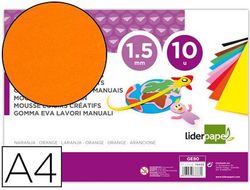 Goma Eva Liderpapel Din A4 60G/M2 Espesor 1,5Mm Naranja Paquete de 10 Hojas
