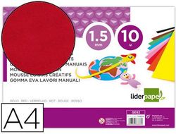 Goma Eva Liderpapel Din A4 60G/M2 Espesor 1,5Mm Rojo Paquete de 10 Hojas