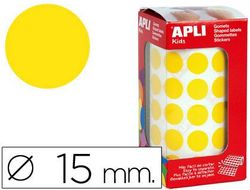 Gomets Autoadhesivos Circulares 15 mm Amarillo en Rollo con 2832 Unidades